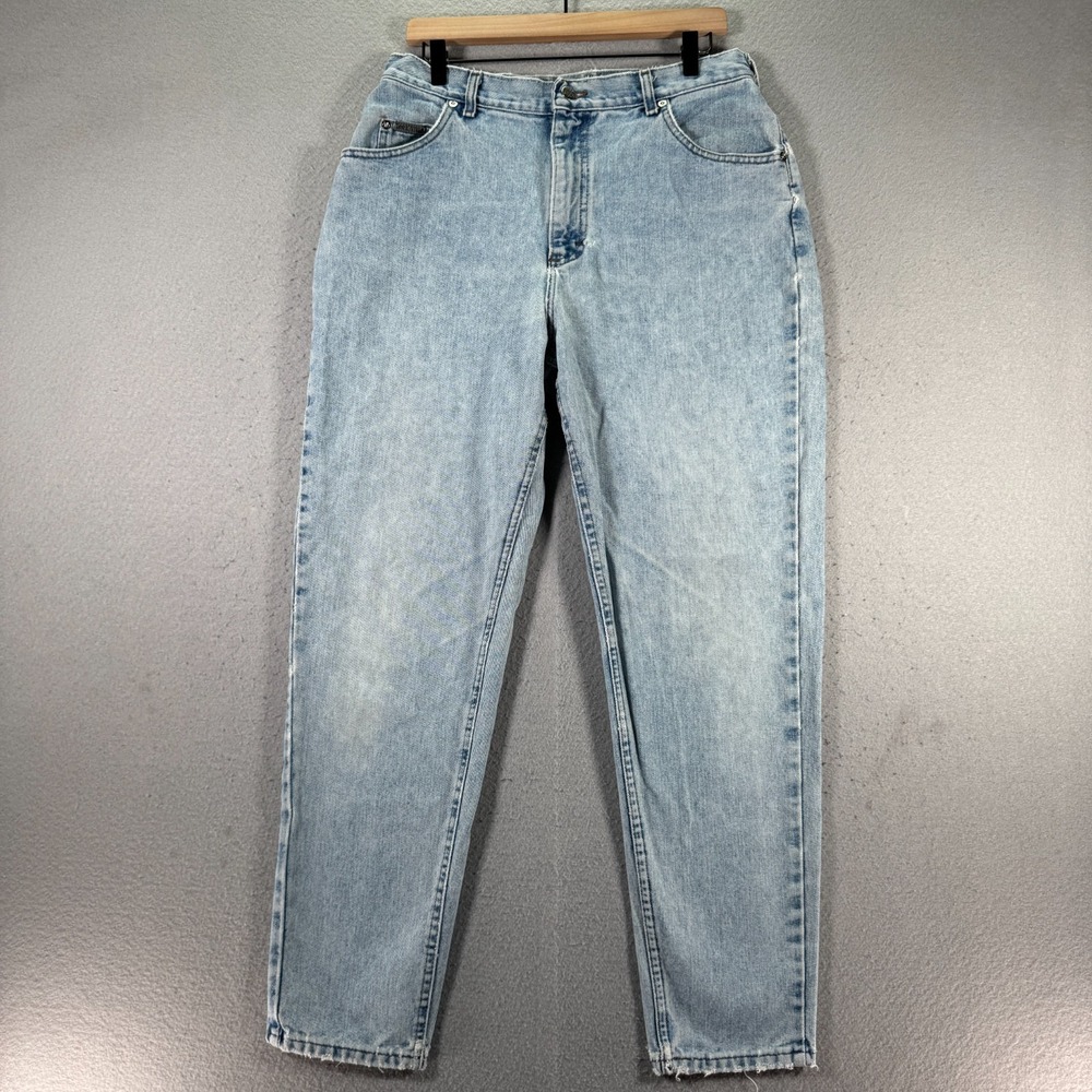 Vintage Lee Riveted Jeans Womens 16 Medium Blue Lightwash Denim High Rise Trendy